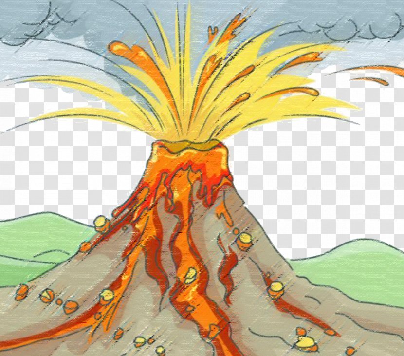 Volcano Volcanic Ash Xc9ruption Volcanique Drawing Lava - Mythical Creature - Crayon Style Eruption Transparent PNG