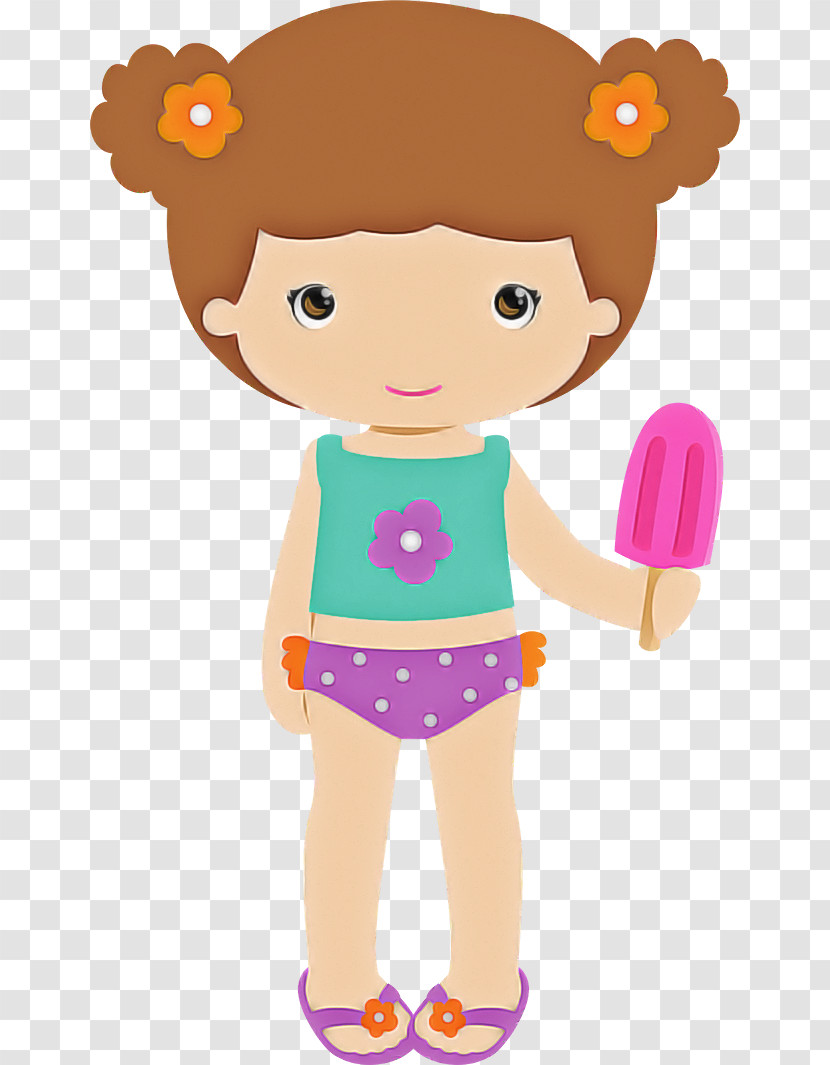 Cartoon Toy Child Brown Hair Doll Transparent PNG