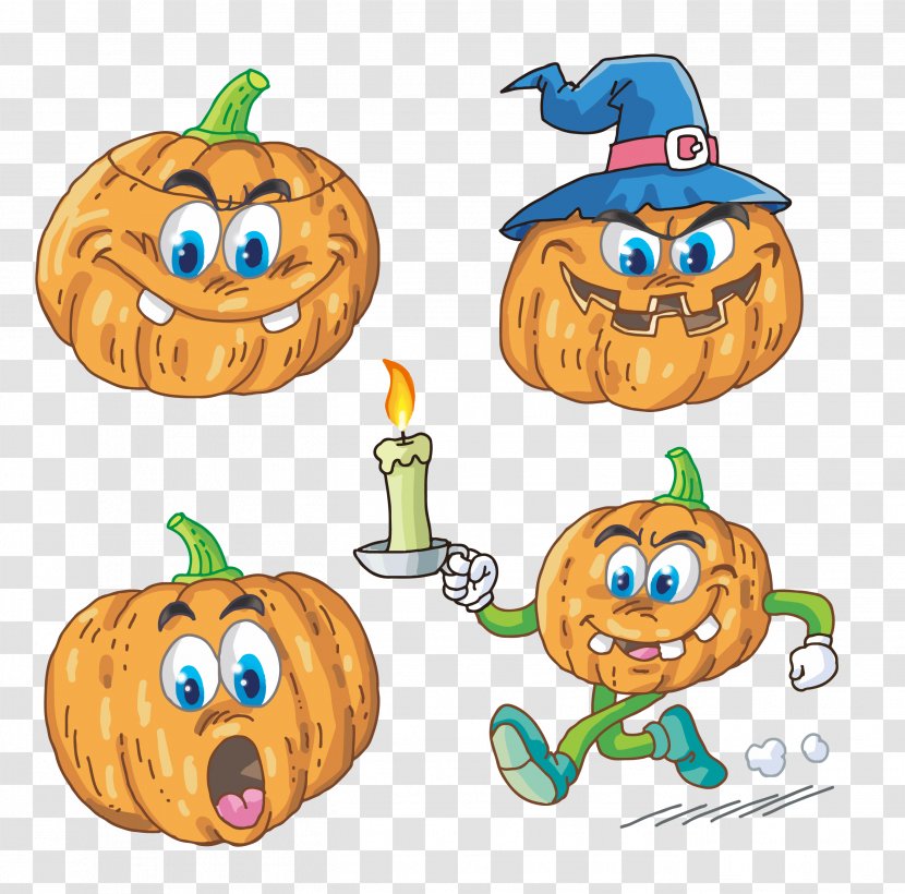 Jack-o-lantern Calabaza Pumpkin Clip Art - Funny Cartoon Halloween Transparent PNG