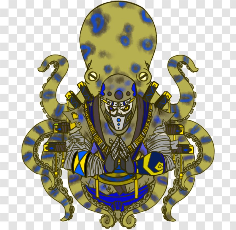 Octopus Font - Yellow - Blue Ring Transparent PNG