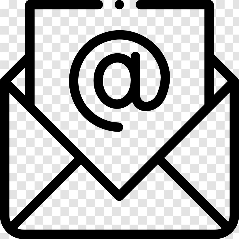 Email Icon - Black Email Icon With At Symbol Transparent PNG