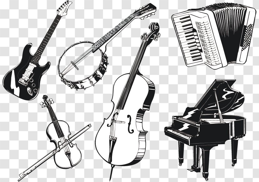Musical Instruments Cello Piano Accordion - Flower - Vector Transparent PNG