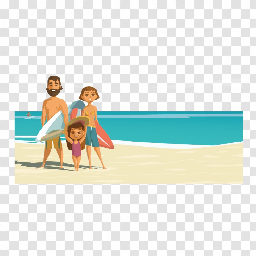 Beach Illustration - Frame - A Family Of Three Sea Transparent PNG