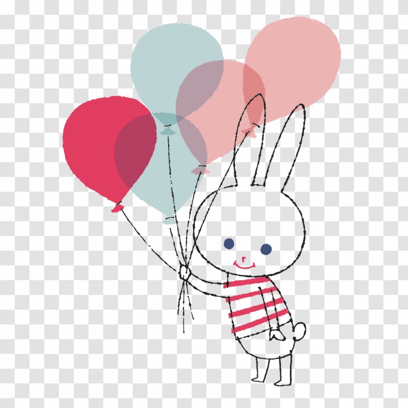 Rabbit Abziehtattoo Balloon - Cartoon - Temporary Tattoos Transparent PNG