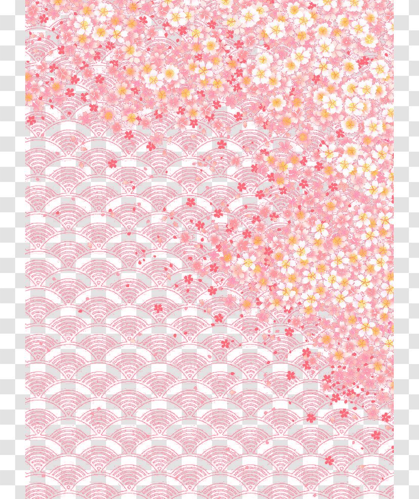 Pink Cherry Blossom Motif - Peach - Scale Pattern Of Blossoms Transparent PNG