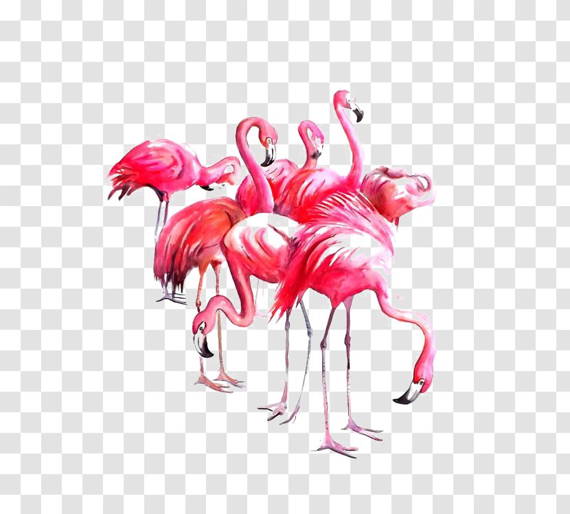 Flamingo Watercolor Painting Paper Art - Flamingos Transparent PNG