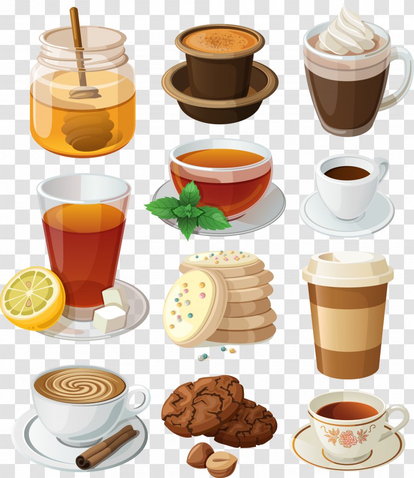 Cocktail Instant Coffee Milkshake Cappuccino - Hot Chocolate - Drinks Vector Exquisite Cartoon Transparent PNG