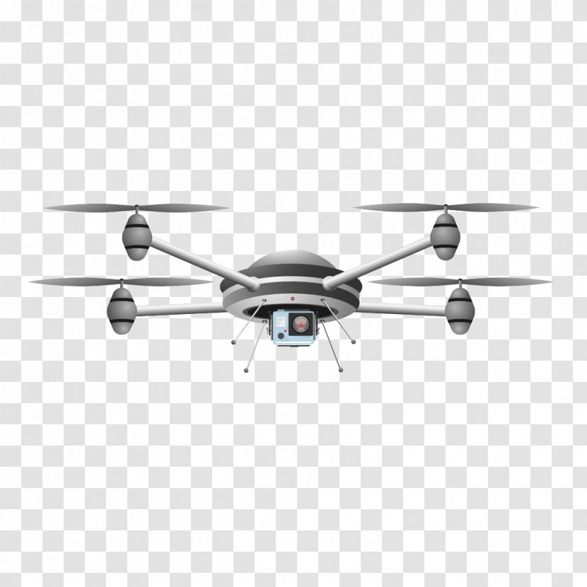 Airplane Unmanned Aerial Vehicle Quadcopter - Black And White - Drones Transparent PNG
