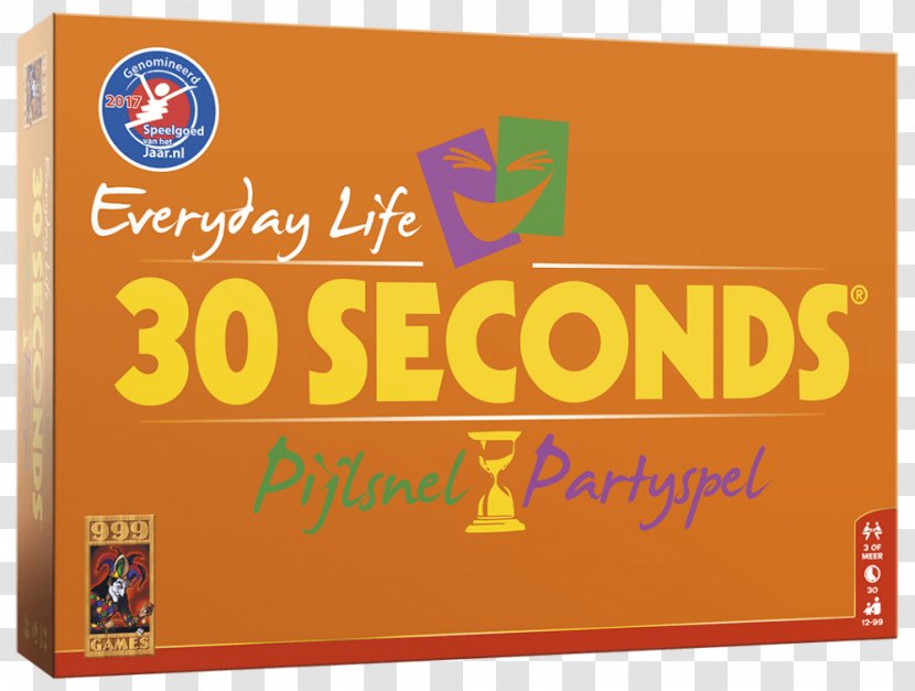 999Games -30 Seconds Everyday Life Party Game Wehkamp Font - Orange - Daily Transparent PNG