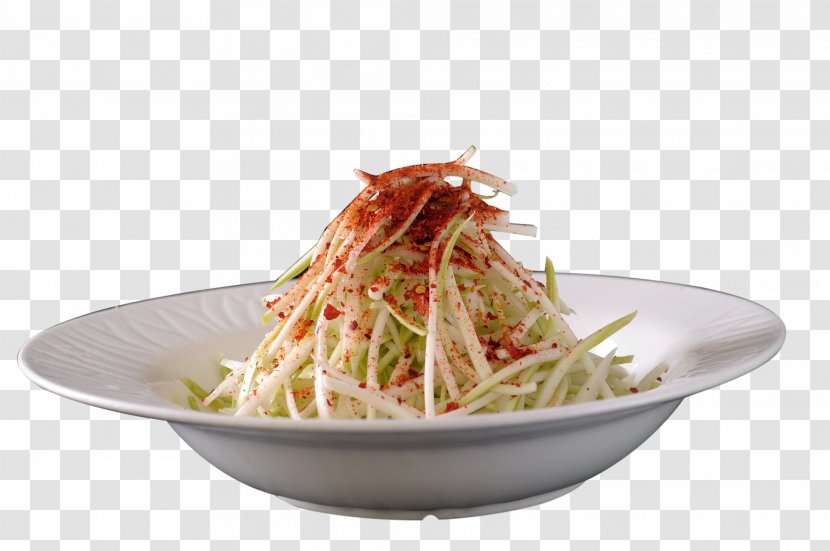 Green Papaya Salad Namul Chinese Noodles Yakisoba Coleslaw - Tableware - March Melon Raw Mix Transparent PNG