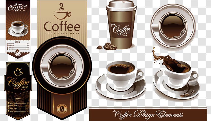 Coffee Cup Cafe - Caffeine - Cups And Menu Design Vector Material Transparent PNG