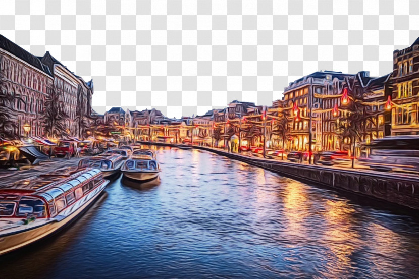 Water Transportation Canal River Cityscape Reflection Transparent PNG