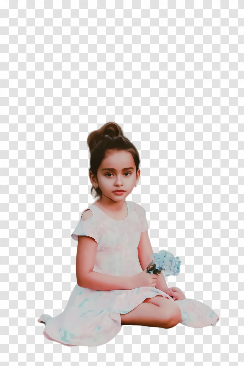 Little Girl - White - Sleeve Kneeling Transparent PNG