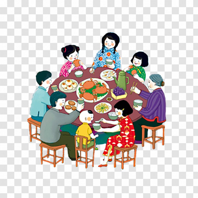 Reunion Dinner Mid-Autumn Festival Chinese New Year Family Illustration - Restaurant Transparent PNG