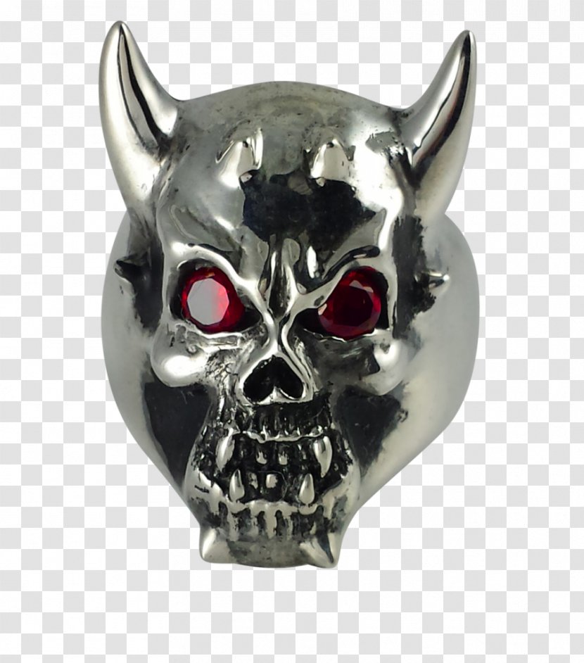 Devil Sterling Silver ROYAL 925 Biker Jewelry Horn - Skull - Good Luck Charm Transparent PNG