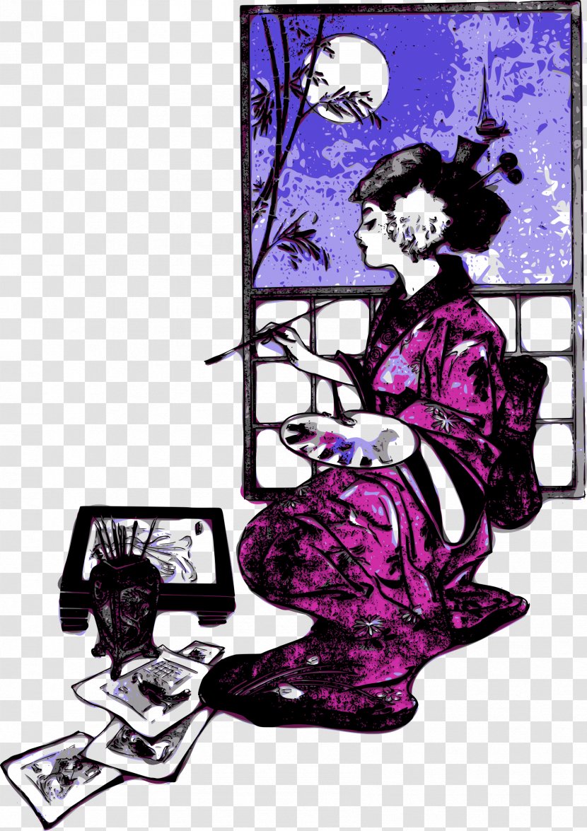 Kimono Geisha Clip Art - Purple Cliparts Transparent PNG