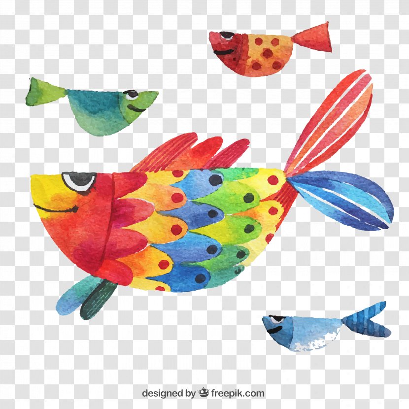 Watercolor Painting Poster Illustration - Creative Work - Hand Colored Fish Transparent PNG