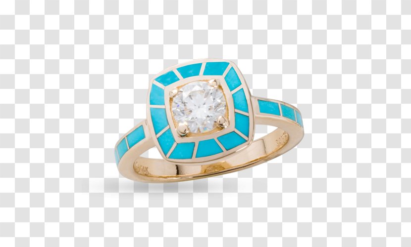 Turquoise Ring Diamond Bezel Santa Fe Goldworks - Silver - Halo Transparent PNG