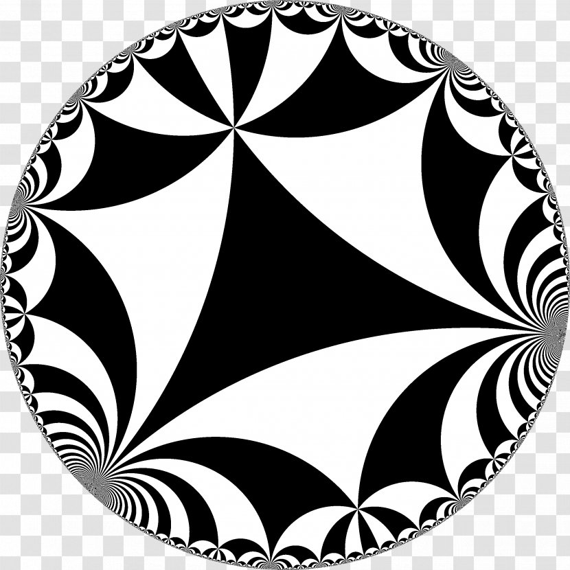 Hyperbolic Geometry Plane Tessellation Space Triangle Group - Monochrome Photography Transparent PNG