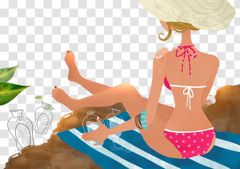 Sunscreen Cartoon Make-up U65e5u5149u6d74 Illustration - Flower - Beach Vacation Beauty Of The United States Back Transparent PNG