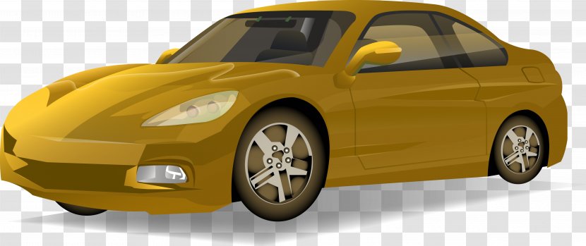Sports Car Luxury Vehicle Mid-size Coupé - Mid Size - Yellow Modern Design Sedan Transparent PNG