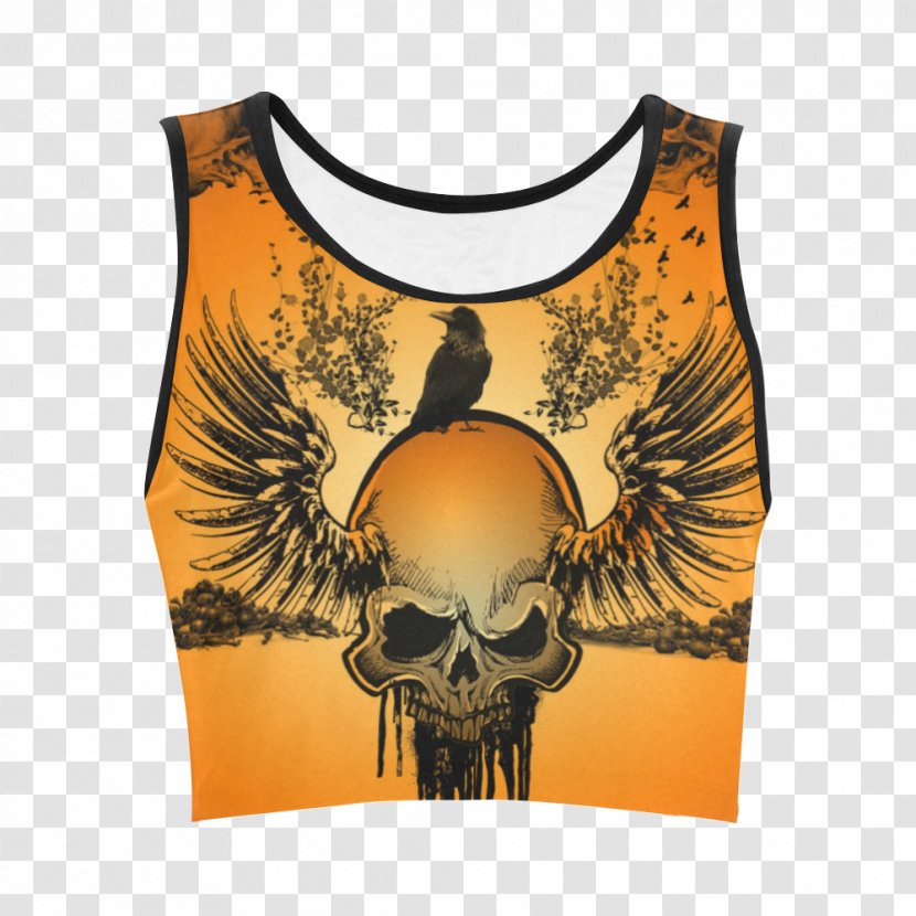 T-shirt Crop Top Sleeve Fashion - Sleeveless Shirt - Skull Crow Transparent PNG
