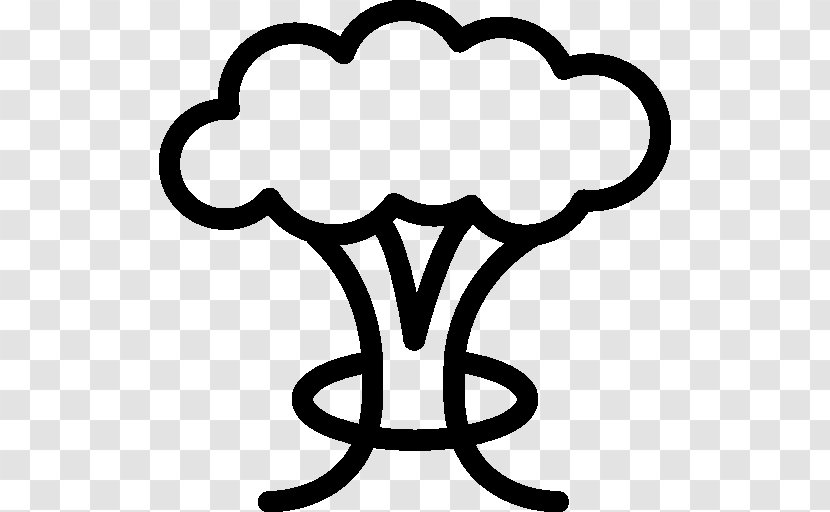 Mushroom Cloud Clip Art - Black And White Transparent PNG