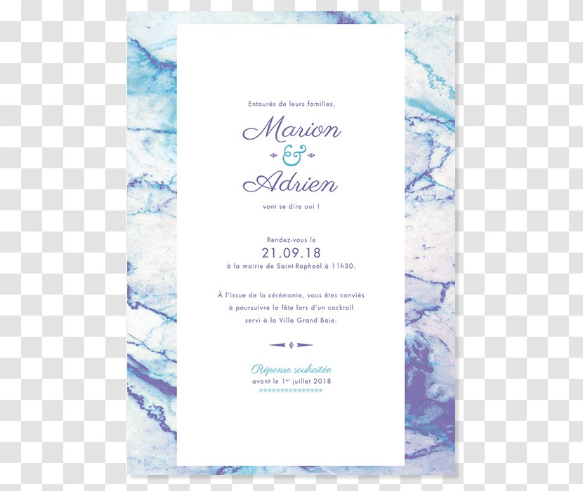 Blue Wedding Invitation In Memoriam Card Convite Marriage - Pepper Joy - Violet Transparent PNG