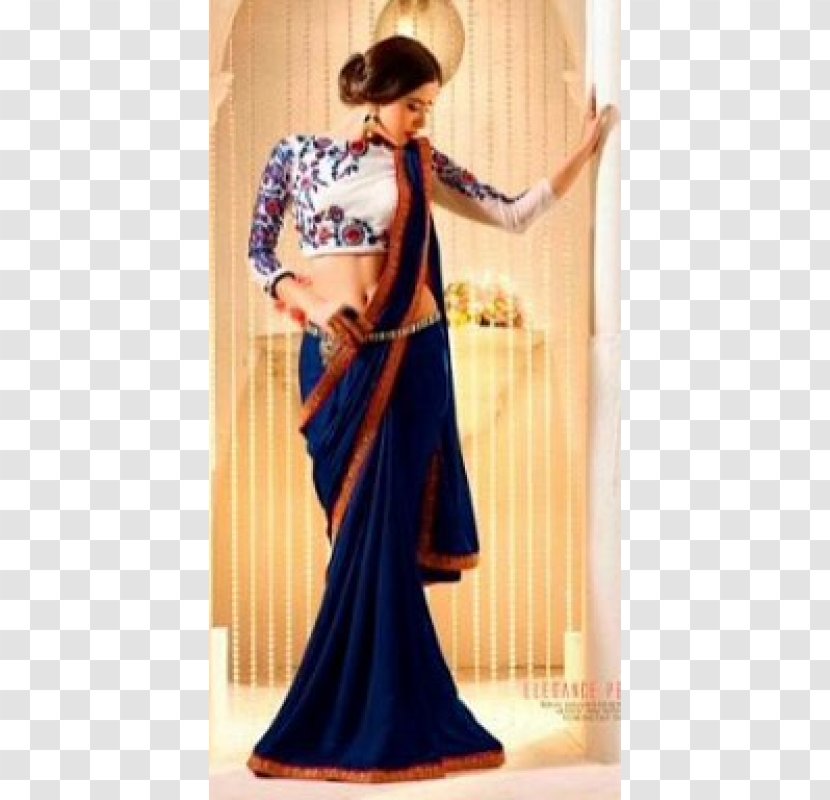 Banarasi Sari Georgette Royal Blue - Dress Transparent PNG