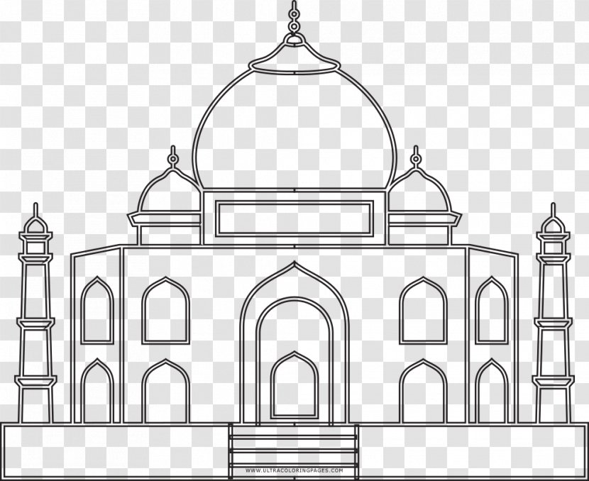 Taj Mahal Yamuna Coloring Book Drawing Mausoleum - Black And White Transparent PNG