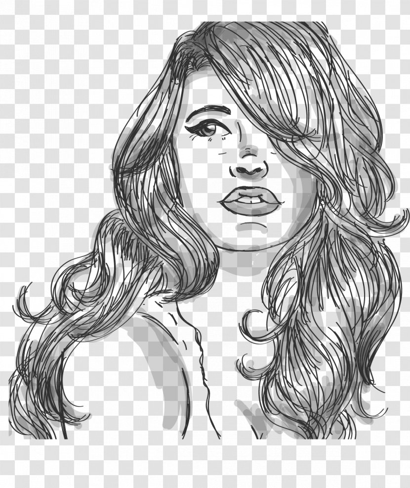 Corn Starch Fluid Replacement Custard Hair Ingredient - Flower - Hand Drawn Sketch Portrait Of A Woman Transparent PNG