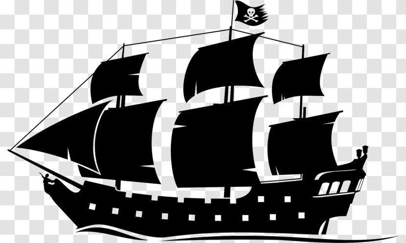 Clip Art Pirate Vector Graphics Ship Image - Black And White Transparent PNG