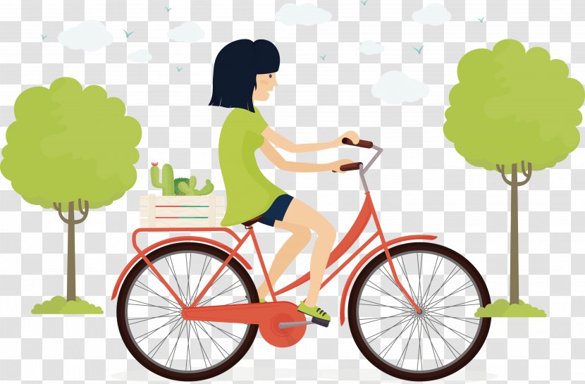 Hybrid Bicycle Cycling - Vehicle - Red Bike Transparent PNG