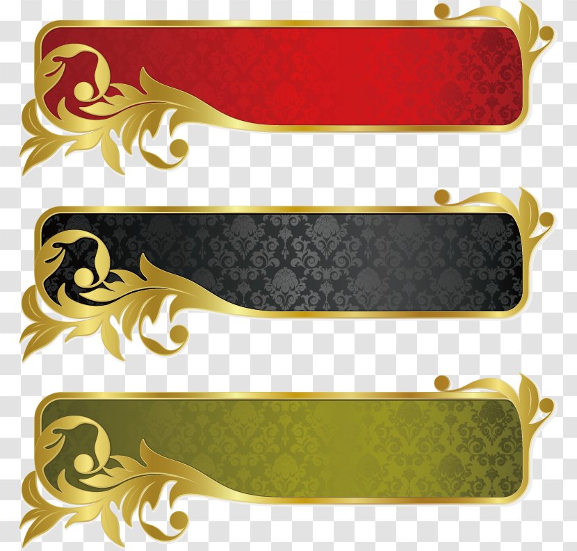 Gold Banner Ribbon - Ornament - Vector Decorative Material Transparent PNG