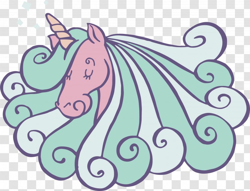 Horse Hair Unicorn Clip Art - Cartoon - Curly Transparent PNG
