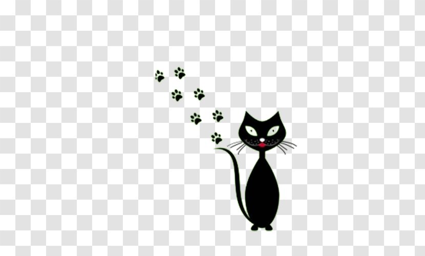 Black Cat Le Chat Noir Animal Track - Cute Cartoons, Little Cats And Footprints Transparent PNG