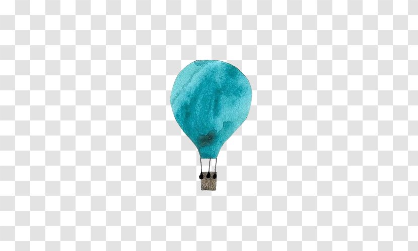 T-shirt Hot Air Balloon - Turquoise - Watercolor Transparent PNG