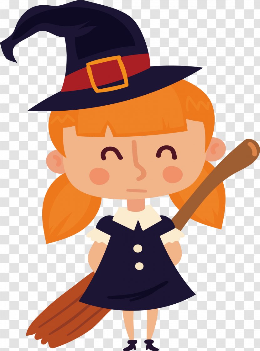 Witchcraft Euclidean Vector - Headgear - Lovely Broomstick Witch Transparent PNG