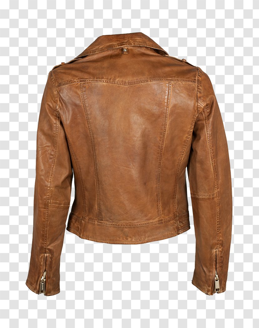 Leather Jacket Brown Material Biker Hide - Sleeve - Lovely Transparent PNG