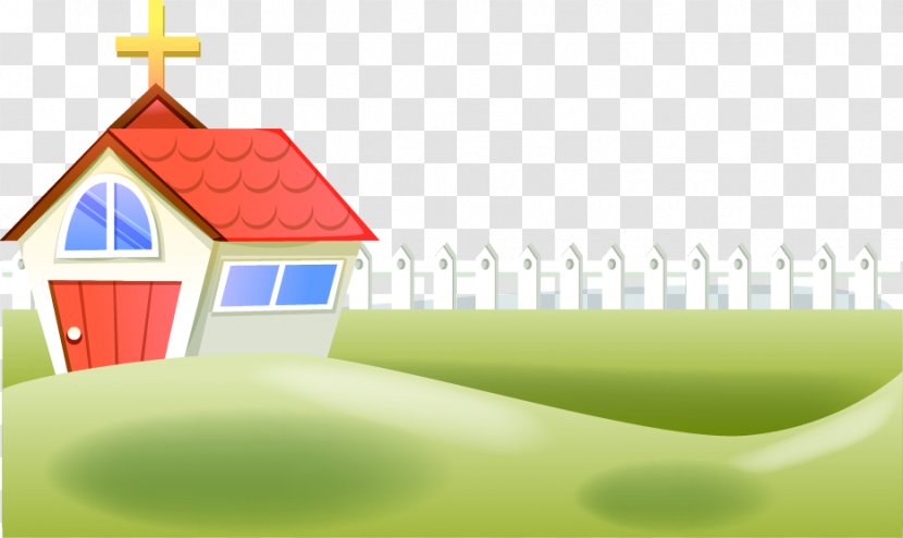 Cartoon Property Illustration - Green - Spring Grass Fence Transparent PNG