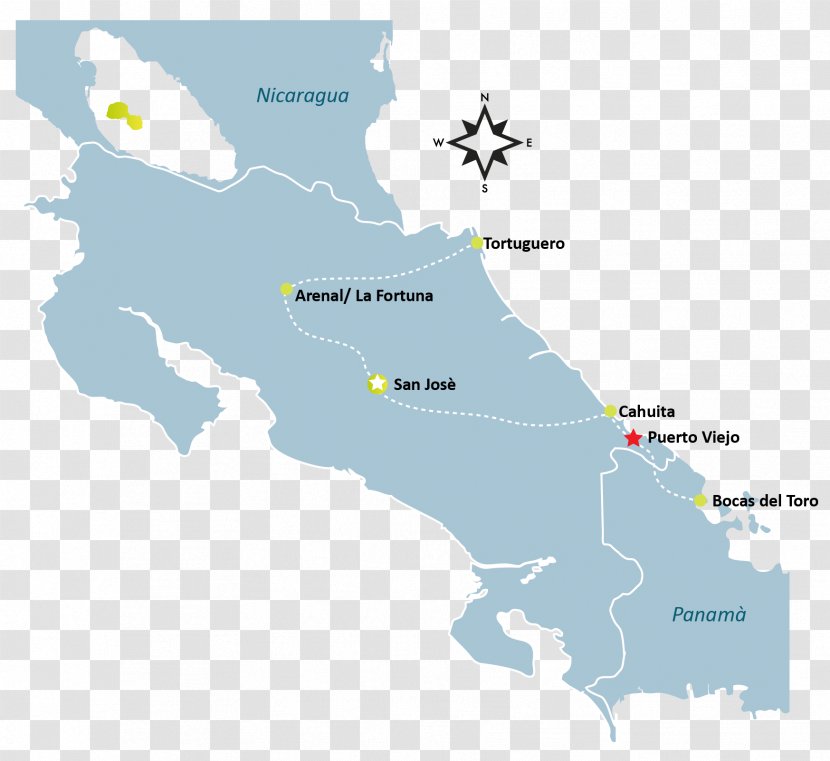 Costa Rica Vector Map - Water Transparent PNG