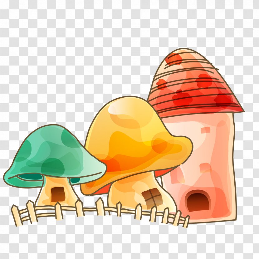 Landscape Cartoon Drawing - Fukei - Mushroom House Transparent PNG