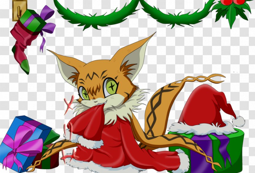 Cat Christmas Ornament Tree Reindeer - Digimon Tri Transparent PNG