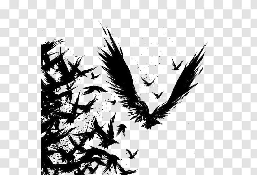 Common Raven Tattoo Drawing Odin - Bird - Crow Transparent PNG