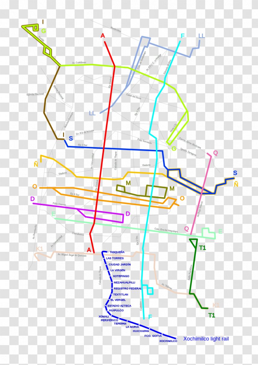 Metro Tasqueña Xochimilco Rapid Transit Trolley Train - Area Transparent PNG