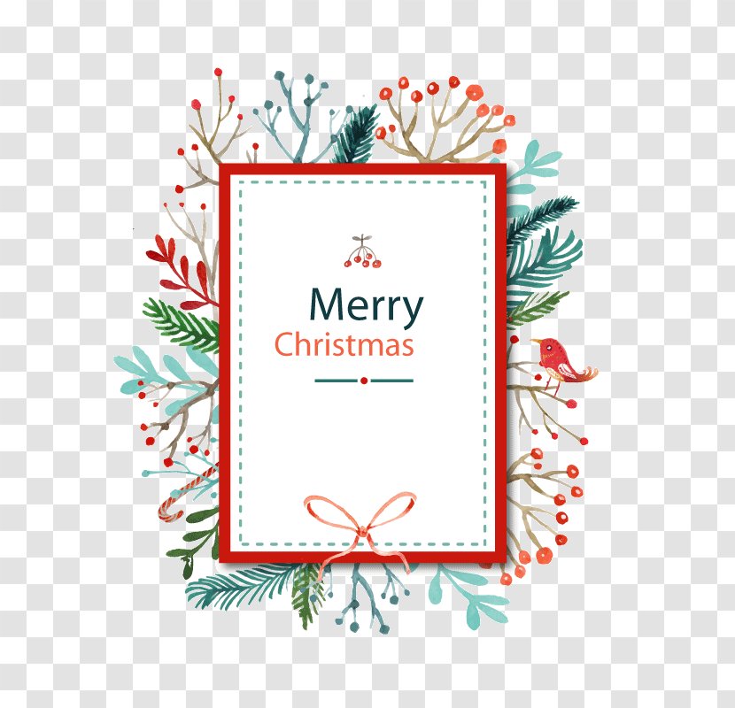 Christmas Card Watercolor Painting - Twelve Days Of - Decorative Border Pattern Background Vector Transparent PNG