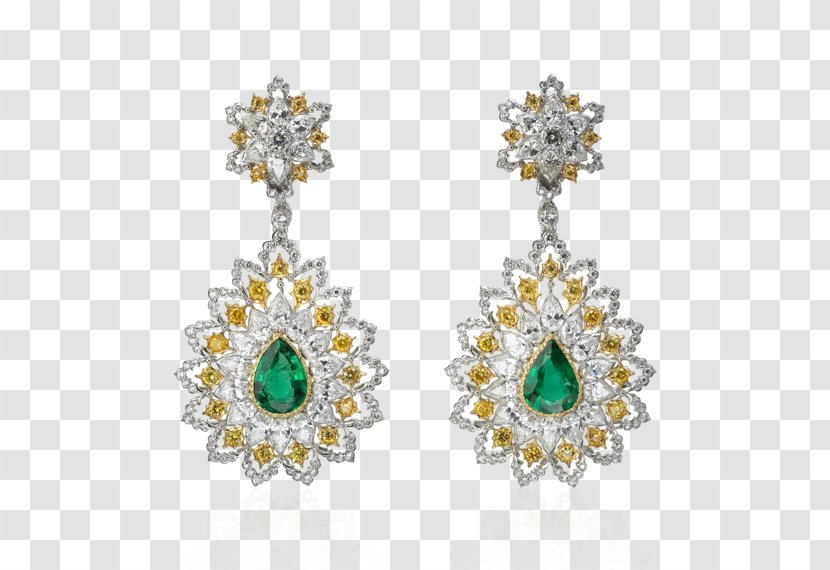Earring Emerald Jewellery Buccellati Gold - Chrysoprase - Feather Falling Material Transparent PNG