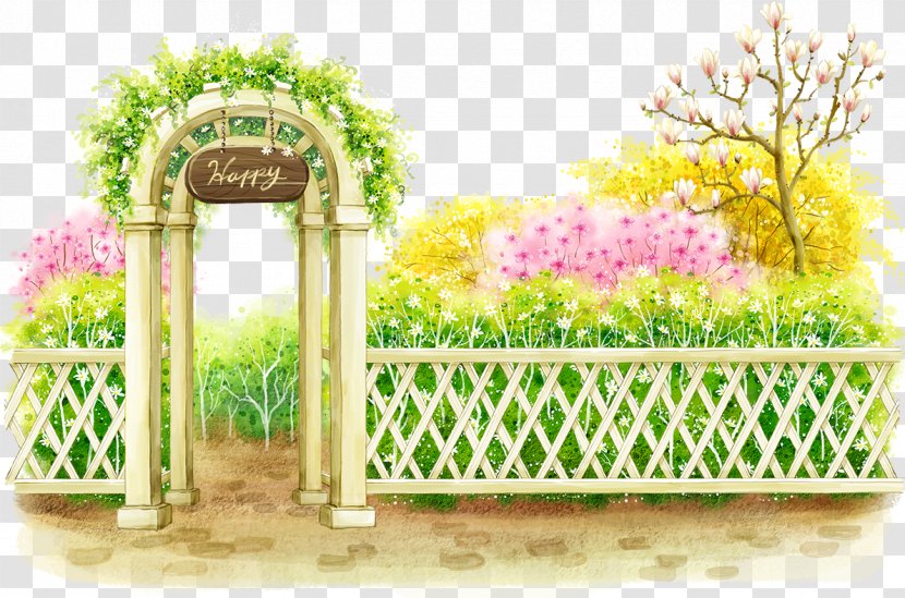 Flower Garden Illustration - In Front Of The Park Landscape Transparent PNG