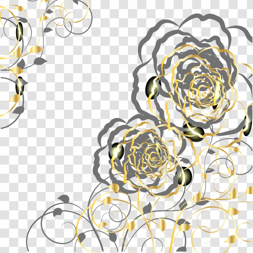 Euclidean Vector Gold Flower - Pattern Transparent PNG