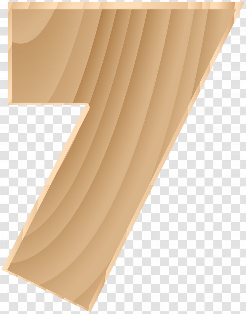 Material Wood Angle Beige - Brown - Wooden Number Seven Transparent Clip Art Image Transparent PNG